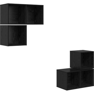 vidaXL Vidaxl - Conjunto De Mueble De Tv 4 Pcs Roble Negro 37 X 37 X 72 Cm