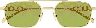 Gucci Metalen Zonnebril Ss25 Stijlvol Ontwerp - Dames - Accessoires - Groen - Maat: 54 MM