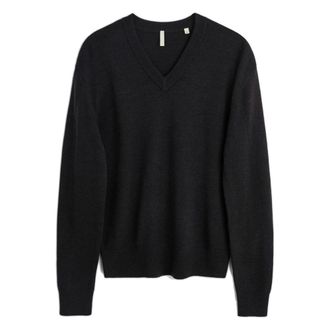 Sunflower V-neck Knitwear, male, Black, Size: 2XL Moon Merino V Neck