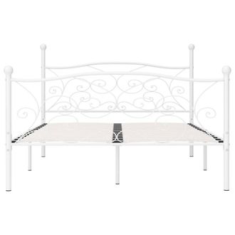 Berkfield Home Elegant Bed Frame with Slatted Base White Metal 140x200 cm