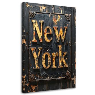 Feeby Cuadro Sobre Lienzo, Letras Tipogr&aacute;ficas De Nueva York Imitaci&oacute;n Pintura, 80x120