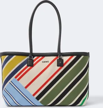Loewe Verano Large striped canvas tote bag