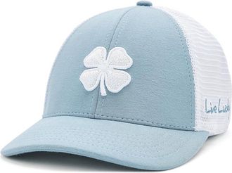 Black Clover Perfect Luck 22 Hat Baseball Caps Heather Peri Blue Hat/White Mesh/3d White Clover : LG/XL, Mesh/Polyester/Rayon