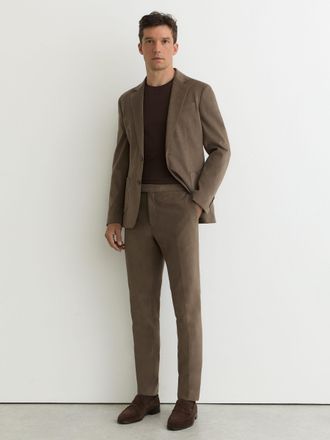 Reiss Taupe Brown Brushed Twill Tailored-fit Trousers, 32