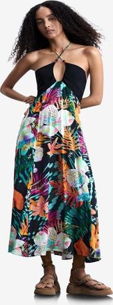 Desigual Vestito lungo tropicale nero