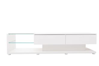 STILVORA Mobile Tv Con 2 Cassetti, 2 Ripiani In Vetro E Led Regolabile, Bianco Lucido, 170&times;36&times;38 Cm, In Truciolare
