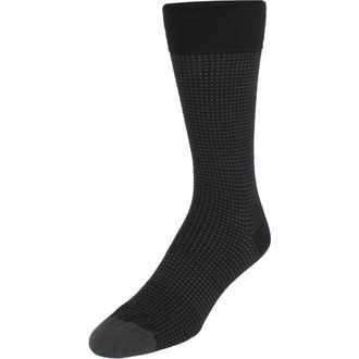 Trafalgar Store Alderic Birdseye Patterned Mid-Calf Merino Wool Socks in Black And Charcoal at Nordstrom