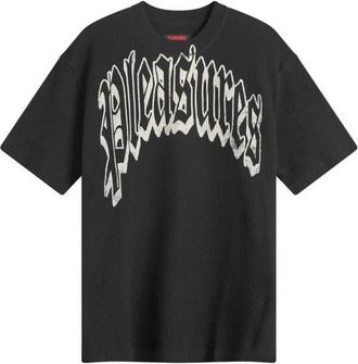 Pleasures Zwart Wafel T-Shirt Stijlvol Comfortabel - Heren - T-shirts - Zwart - XL - Katoen - Tops