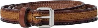Dries Van Noten Textured Leather Belt - Heren - Riemen - Bruin - 75 CM - Leer - Accessoires