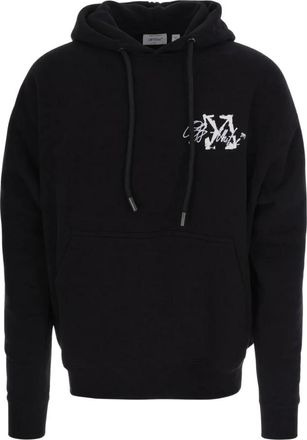 Off-white Logo-Print Hoodie - Heren - Hoodies - Zwart - M - Katoen - Hoodies & sweatvesten