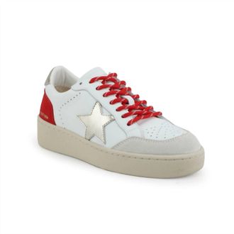 Vintage Havana Womens Noah Low Top Sneakers In White/ Red