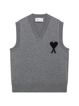 Ami Sleeveless Sweater With Contrasted Ami de Coeur