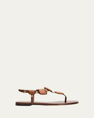 Gianvito Rossi Beaded Nappa Metallic Leather Thong Sandals