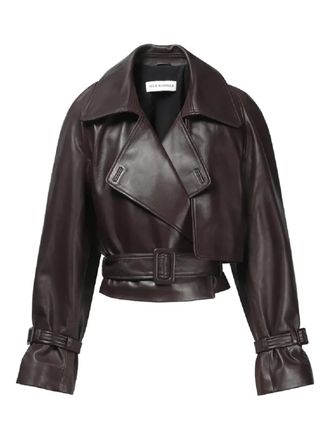 Nour Hammour leather belted jacket - women - Calf Leather - M - Brown
