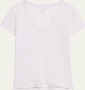 Majestic Filatures Short-Sleeve Stretch Linen Top