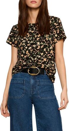 Sanctuary The Perfect T-Shirt in Petite Floral Green at Nordstrom, Size X-Large