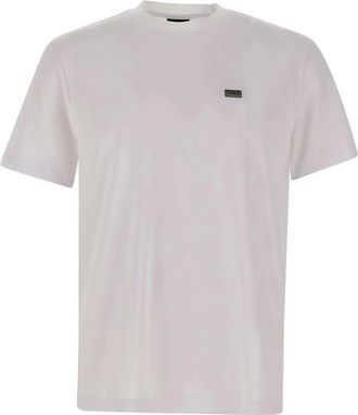 Emporio Armani Emporio Armani Ea7, Tops, Heren, Wit, XL, Polyester, Modal-Blend Metallic Logo T-Shirt