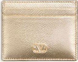 Valentino Garavani Portacarte VLogo Signature in Vitello Granato Laminato con logo gioiello Donna ORO/CRYSTAL UNI