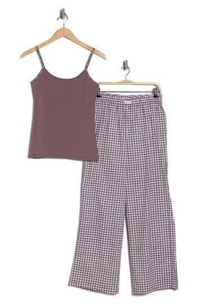 Calvin Klein Camisole Long Pajamas in Gingham Sparrow White at Nordstrom Rack, Size X-Large