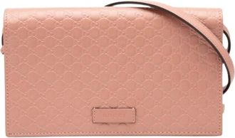 Gucci Pre-owned Cross Body Bags, female, Pink, Size: ONE SIZE Pre-owned Vintage Leather Crossbody Bag