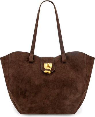 Like Dreams Womens Harper Lock Suede Tote Bag In Brown
