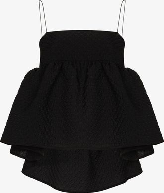 Cecilie Bahnsen Selena Peplum Top - Womens - Cotton/Polyamide/Polyester