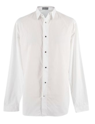 Dior White Cotton Long Sleeve Shirt with CD Poppers Size L