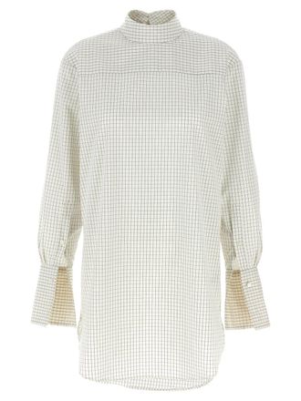 Dries Van Noten Grid Mock-neck Long Sleeved Shirt