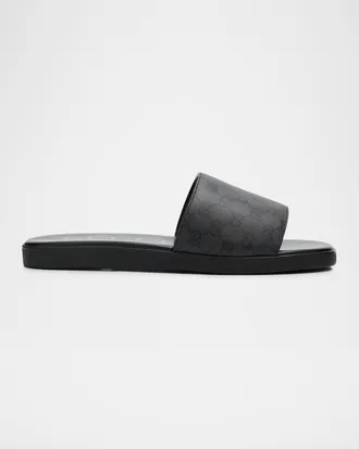 Gucci Men & apos;s GG Coated Canvas Slides