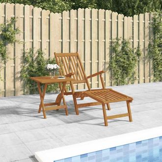 vidaXL Vidaxl - Silla De Jard&iacute;n Con Reposapi&eacute;s Y Mesita Madera Maciza De Acacia