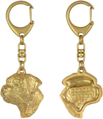 OEM Border Terrier - Llavero De Perro Ba&ntilde;ado En Oro, Decoraci&oacute;n De Bolsos, Accesorio De Lujo De Art-dog