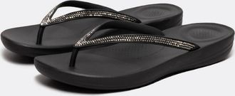 FitFlop Womens FitFlop IQushion Sparkle Womens Flip-Flop - Black 001 - Size: 6