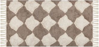 Beliani Beliani - Alfombra De Algod&oacute;n Marr&oacute;n Beige 80 X 150 Cm Patr&oacute;n Geom&eacute;trico Borlas Sinop