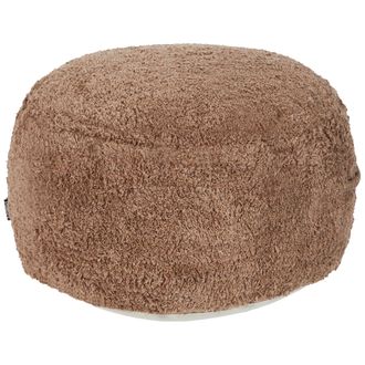 Beliani Beliani - Puf Redondo Boho Peludo Moderno De Algod&oacute;n Funda Extra&iacute;ble Hecho A Mano Marr&oacute;n Kawai