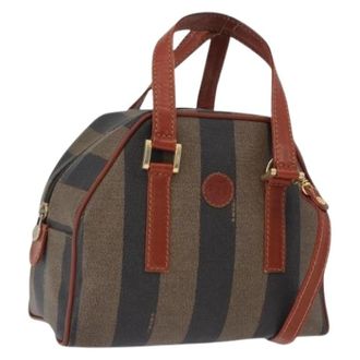 Fendi Pre-owned Pequin Canvas Hand Bag - Dames - Vintage Handtas - Bruin - ONE Size - Leer - Vintage