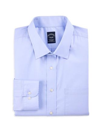 Brooks Brothers Big & Tall Non-Iron Pinpoint Stretch Dress Shirt in Blue at Nordstrom, Size 17.5 - 38