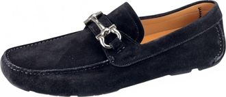 Ferragamo Mens Parigi Eco Suede Driving Shoes In Navy