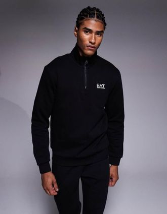 Emporio Armani Armani - EA7 Train Core - Felpa nera con logo e zip corta-Nero