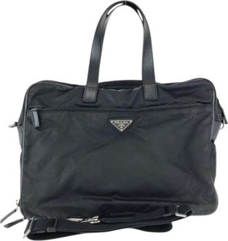 Prada Pre-owned Weekend Bags, male, Black, Size: ONE SIZE Pre-owned Tessuto Saffiano Briefcase