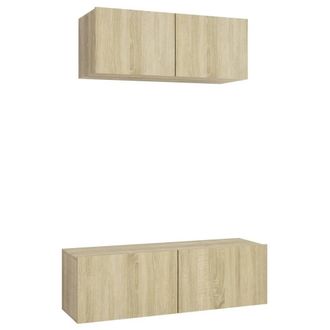 Berkfield Home 2 Piece TV Cabinet Set Sonoma Oak Engineered Wood in Light Tan