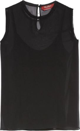 Max Mara Zwarte Studio Top - Latino Stijl - Dames - Tops zonder mouwen - Zwart - XS - Polyester - Tops