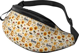 Generic Bee Sunflower Honey Print Waist Bag Waist Pack Unisex Waistpacks For Sport Cycling Men 14X35Cm