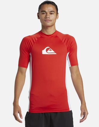 Quiksilver Mens Quiksilver Mens Everyday Short Sleeve UV Protect Rash Vest - Red - Size: 44