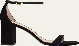 Stuart Weitzman Nudist Suede Ankle-Strap Sandals