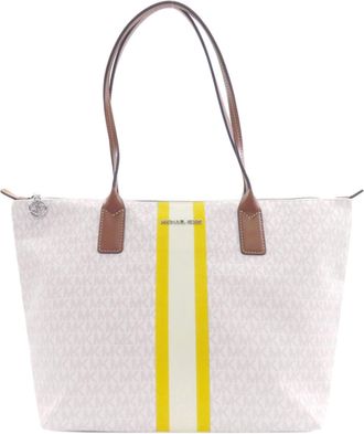 Michael Kors Brown White Yellow Pvc Tote Bag (Pre-Owned)