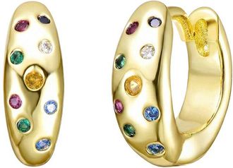 Rachel Glauber 14K Plated Cz Hoop Earrings