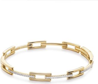 Monica Vinader Lab Grown Diamond Signature Link Bangle in 14Kt Solid Gold /Lab Dia at Nordstrom, Size Large