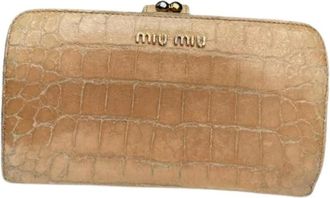 Miu Miu Pre-owned Leather Wallet - Dames - Vintage Accessoires - Bruin - ONE Size - Leer - Vintage