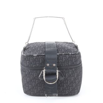 Dior Black Leather Canvas Handbag Tote Bag (Pre-Owned)
