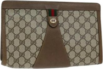 Gucci Pre-owned Clutches, female, Brown, Size: ONE SIZE Pre-owned Sherry Line Pouch